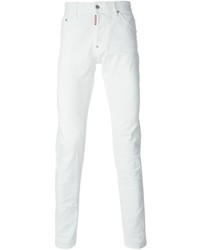 Мужские белые зауженные джинсы от DSquared
