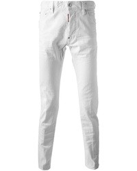 Мужские белые зауженные джинсы от DSquared