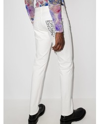 Мужские белые зауженные джинсы от Fendi