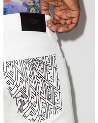 Мужские белые зауженные джинсы от Fendi