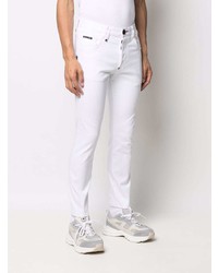 Мужские белые зауженные джинсы от Philipp Plein