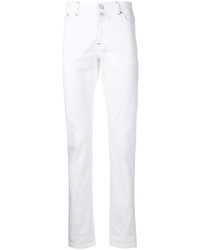 Мужские белые зауженные джинсы от Kiton