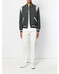 Мужские белые зауженные джинсы от Saint Laurent