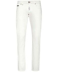 Мужские белые зауженные джинсы от Philipp Plein