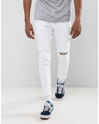 Мужские белые зауженные джинсы от Pull&Bear
