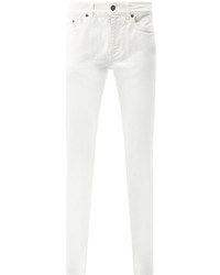 Мужские белые зауженные джинсы от Saint Laurent