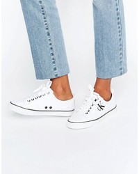 Женские белые кеды из плотной ткани от Calvin Klein Jeans