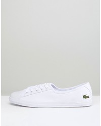 Женские белые кеды из плотной ткани от Lacoste