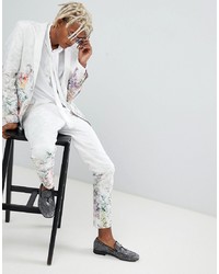 Белые классические брюки с цветочным принтом