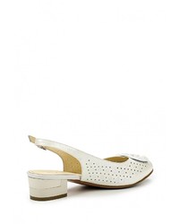 Белые кожаные босоножки на каблуке от Ascalini