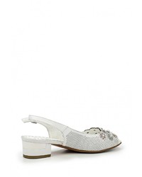 Белые кожаные босоножки на каблуке от Ascalini