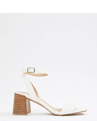 Белые кожаные босоножки на каблуке от ASOS DESIGN