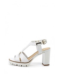 Белые кожаные босоножки на каблуке от Baldinini