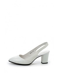 Белые кожаные босоножки на каблуке от Covani