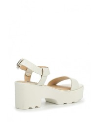 Белые кожаные босоножки на каблуке от Diamantique