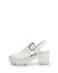 Белые кожаные босоножки на каблуке от El Tempo