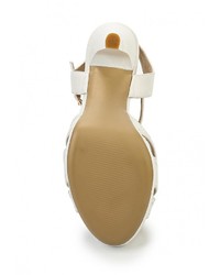 Белые кожаные босоножки на каблуке от Elche