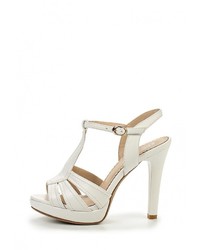 Белые кожаные босоножки на каблуке от Elche