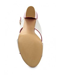 Белые кожаные босоножки на каблуке от Elsi