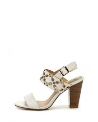 Белые кожаные босоножки на каблуке от Francesco Donni