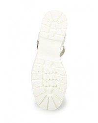 Белые кожаные босоножки на каблуке от GLAMforever