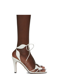 Белые кожаные босоножки на каблуке от Gucci