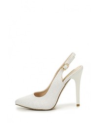 Белые кожаные босоножки на каблуке от Inario