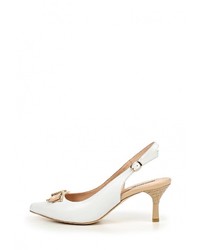 Белые кожаные босоножки на каблуке от Julia Grossi