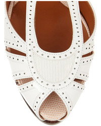 Белые кожаные босоножки на каблуке от Fendi