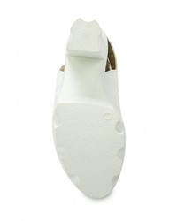 Белые кожаные босоножки на каблуке от Mabu