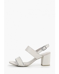 Белые кожаные босоножки на каблуке от Marco Tozzi