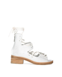 Белые кожаные босоножки на каблуке от Marsèll