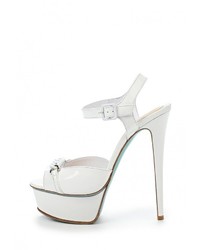 Белые кожаные босоножки на каблуке от Nando Muzi