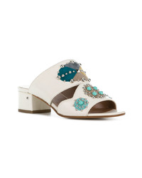 Белые кожаные босоножки на каблуке от Laurence Dacade