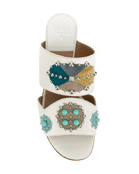 Белые кожаные босоножки на каблуке от Laurence Dacade