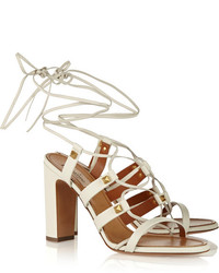 Белые кожаные босоножки на каблуке от Valentino