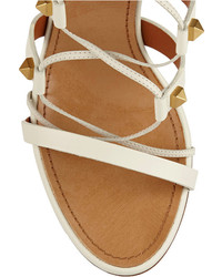 Белые кожаные босоножки на каблуке от Valentino