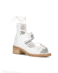 Белые кожаные босоножки на каблуке от Marsèll