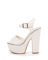 Белые кожаные босоножки на каблуке от Stephan