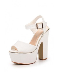 Белые кожаные босоножки на каблуке от Stephan
