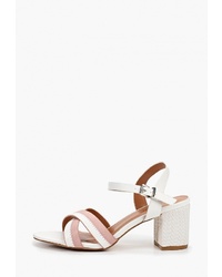 Белые кожаные босоножки на каблуке от Stephan