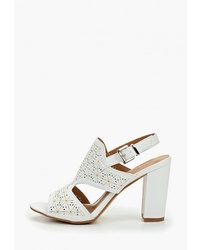 Белые кожаные босоножки на каблуке от Stephan