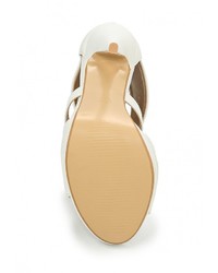 Белые кожаные босоножки на каблуке от Tulipano