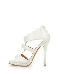 Белые кожаные босоножки на каблуке от Tulipano