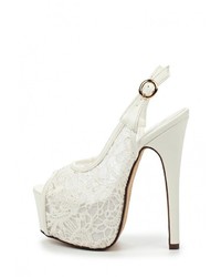 Белые кожаные босоножки на каблуке от Tulipano