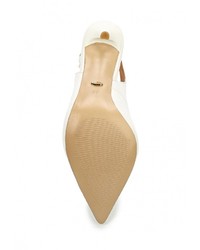 Белые кожаные босоножки на каблуке от Vitacci