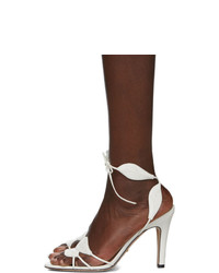 Белые кожаные босоножки на каблуке от Gucci