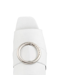 Белые кожаные босоножки на каблуке от Dorateymur