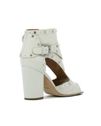 Белые кожаные босоножки на каблуке от Laurence Dacade