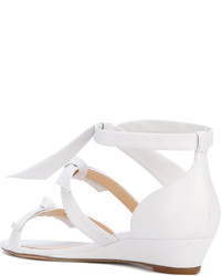 Белые кожаные босоножки на танкетке от Alexandre Birman